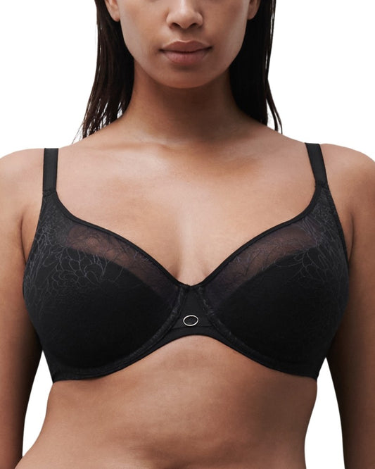 Chantelle Lightweight Plunge Bra Size 34E Black