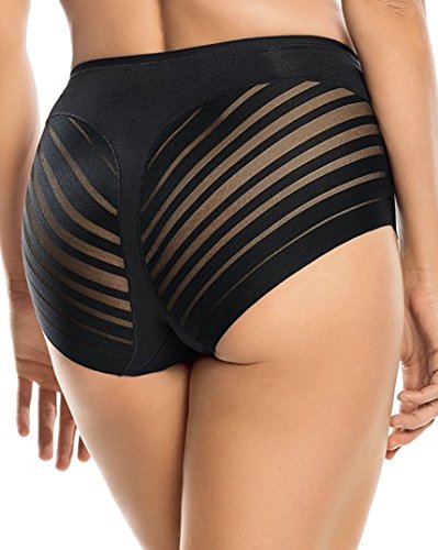 Leonisa Classic Shaper Panty Lace Stripe Black, Size XXL
