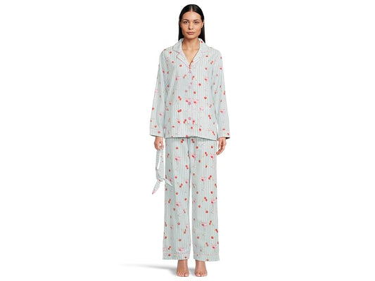 P.J. Salvage Ma Cherie Cherry Print 3-Piece Flannel PJ Set - M