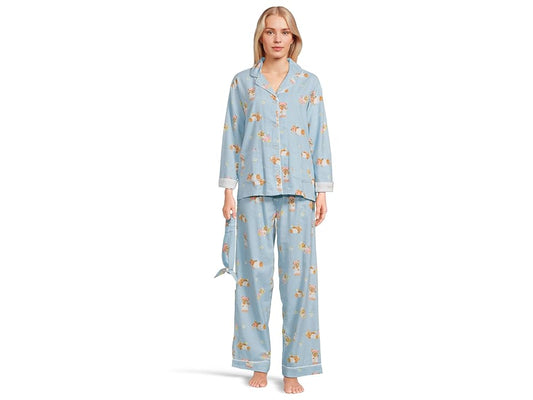 P.J. Salvage Beary Cute Flannel PJ Set, Ice Blue SM