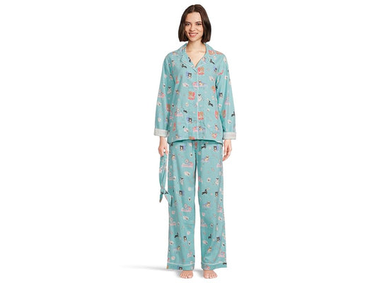 P.J. Salvage This Is How I Roll 3-Piece Flannel PJ Set Turquoise - S