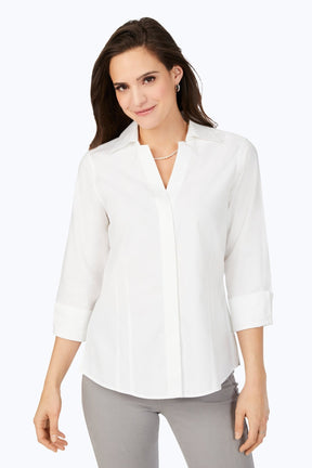 Foxcroft Taylor Essential Non-Iron 3/4 Sleeve Fitted Shirt
