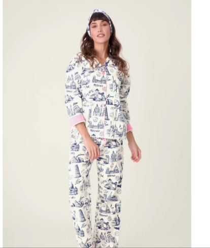 P.J. Salvage Bon Voyage 3-Piece Flannel PJ Set White Cloud LG
