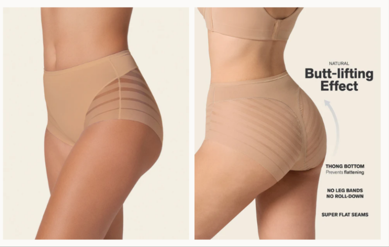 Leonisa Classic Lace Stripe Shaper Panty XL -Brown