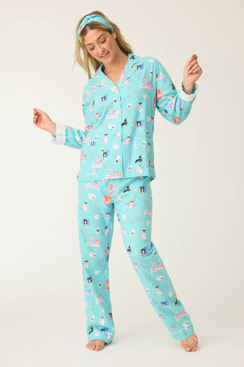 P.J. Salvage This Is How I Roll 3-Piece Flannel PJ Set with Headband, Turquoise XL