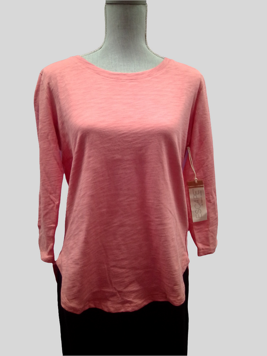 Escape 3/4 Sleeve High Low Cotton Tee - Rose