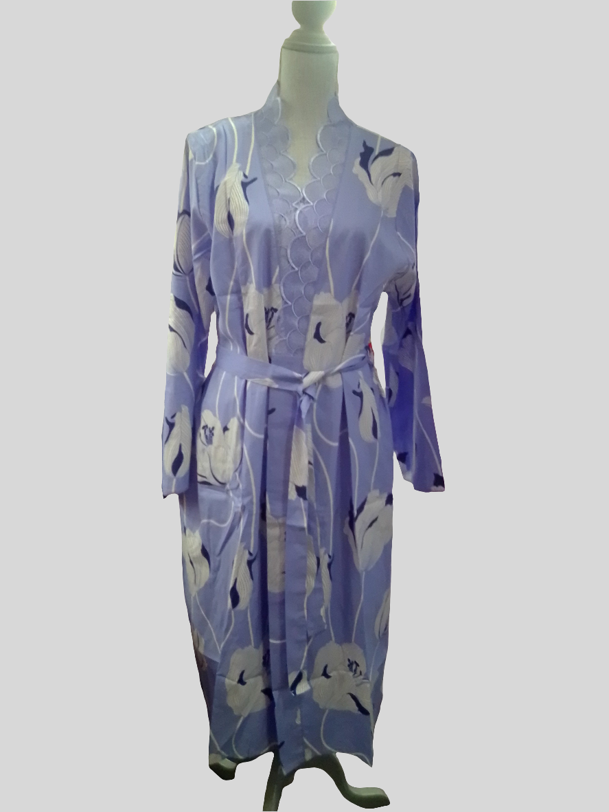 Nora Rose Lilac Floral Midi Dressing Gown
