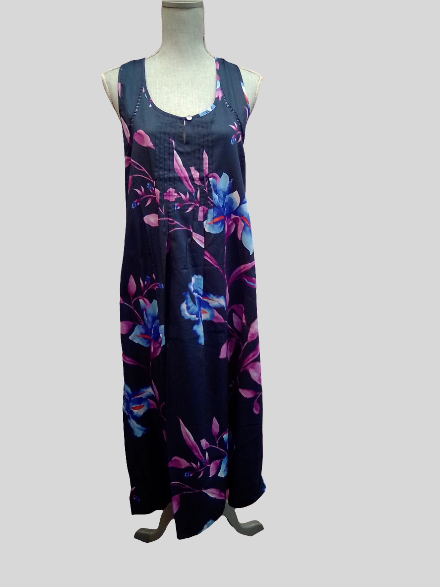 Caroline Navy Mix Lace-Detail Floral Print Long Nightdress | Nora Rose by Cyberjammies