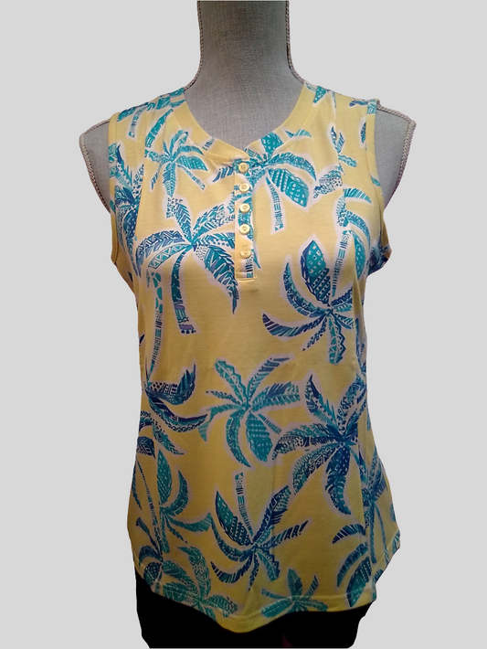 Cool Girl Tank Top , Yellow Palm Tree