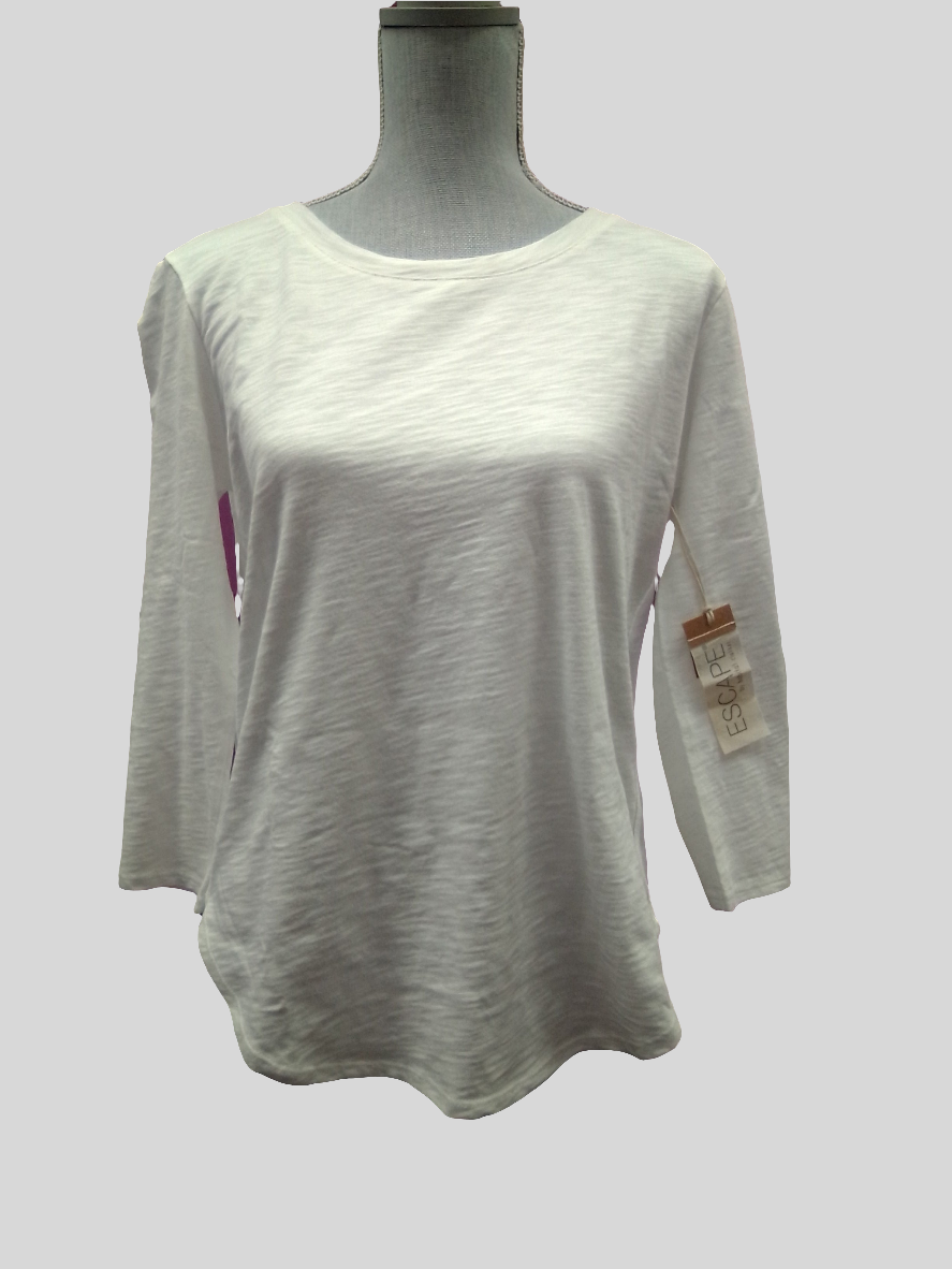Escape 3/4 sleeve, Hight Low Tee - White