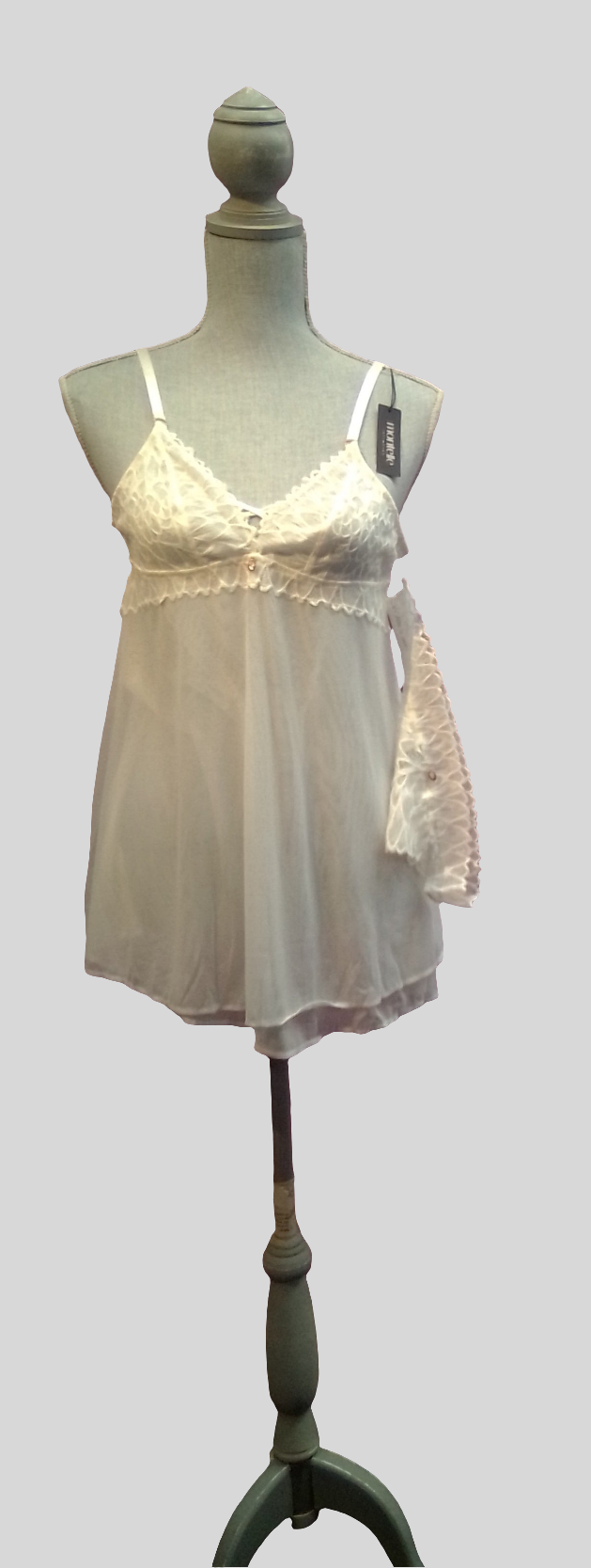 Lace Trim Sheer Babydoll Set - Chantilly