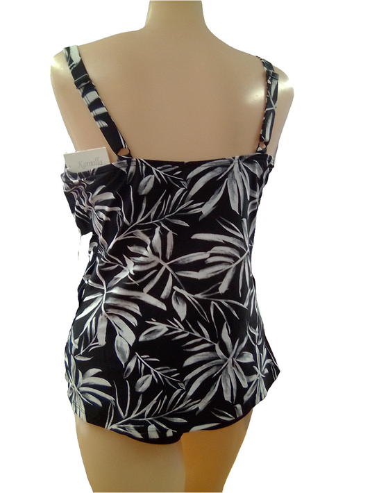 Karmilla Tiered Tankini Top - Black and White