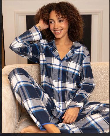 Cyberjammies Frosty Womens Brushed Check Pajama Set, Size Large