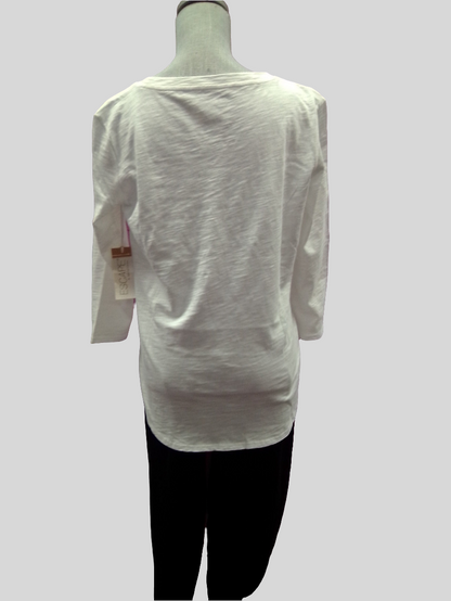 Escape 3/4 sleeve, Hight Low Tee - White